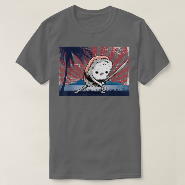 Samurai Katana Funny Japanska Sushi T Shirt (Design framsida)