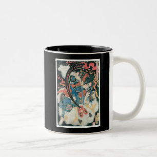 Samurai Killing a Demon, Ancient Japanska målning Två-Tonad Mugg