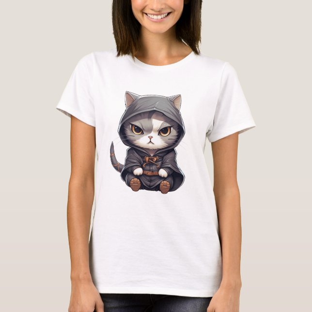Samurai Kitten T Shirt (Framsida)