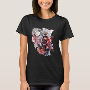 Samurai Lemur Måne japansk Art Japansk Warrior A T Shirt
