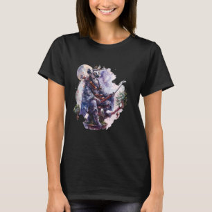Samurai Lemur Måne japansk Warrior Artwork Japane T Shirt