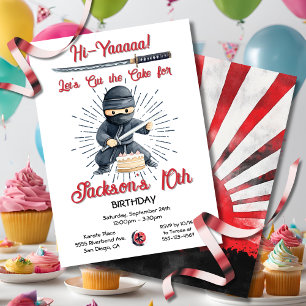 Samurai martial Arts Birthday Cake-inbjudan Inbjudningar