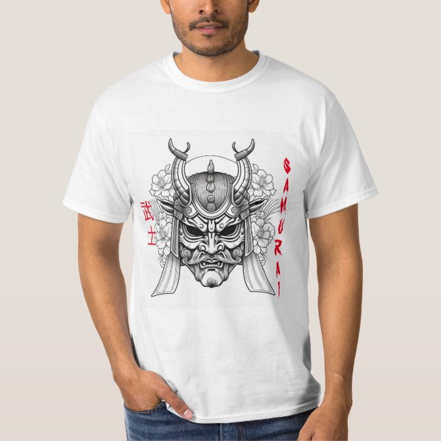 Samurai Mask Craft-färgning in T Shirt (Framsida)