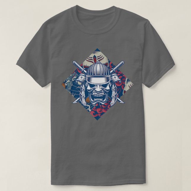 Samurai Mask Japanska krigshermartialkonsten Samur T Shirt (Design framsida)