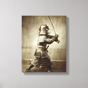 Samurai med det lyftta svärd, c.1860 canvastryck