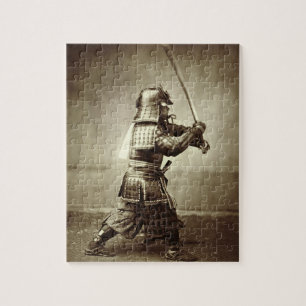 Samurai med det lyftta svärd, c.1860 pussel