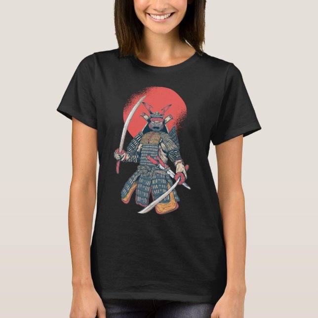Samurai med japanskt samurai och samurai bushido t shirt (Framsida)