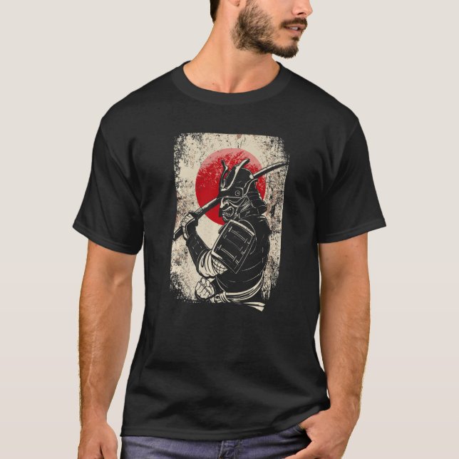 Samurai med japanskt samurai och samurai bushido t shirt (Framsida)