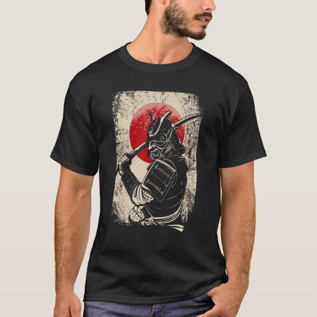 Samurai med japanskt samurai och samurai bushido t shirt (Framsida)