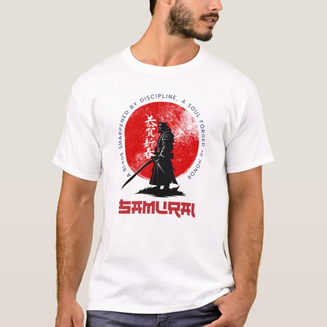Samurai – Minimalist Warrior Tee with Cultural Pow (Framsida)