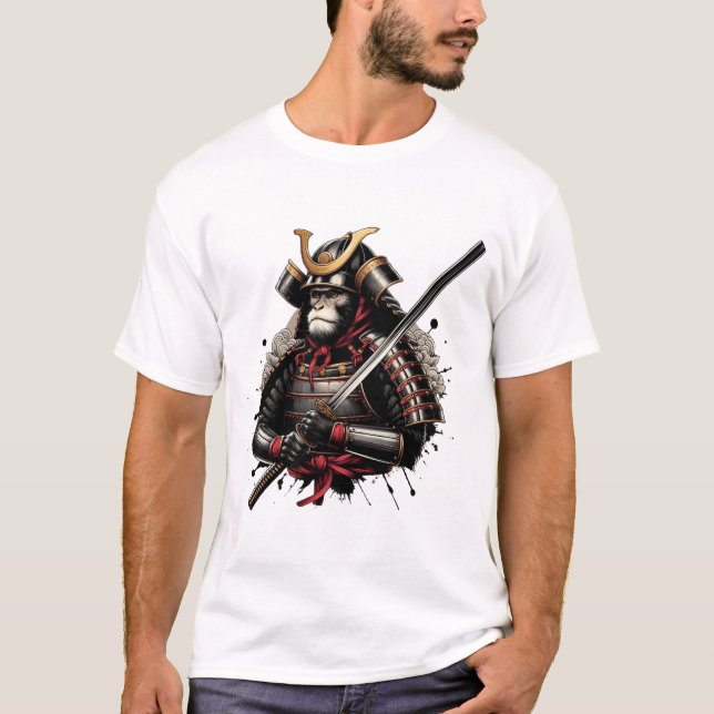 "Samurai Monkey - Warrior of Honor" T Shirt (Framsida)