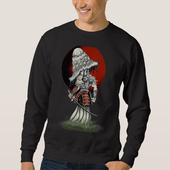Samurai Mushroom med svärd vid solnedgången Lång Ärmad Tröja (Framsida)