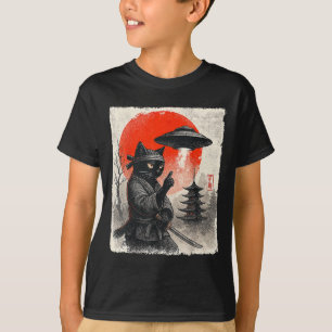 Samurai Ninja Cat Warrior Ufo jape Gifts T Shirt