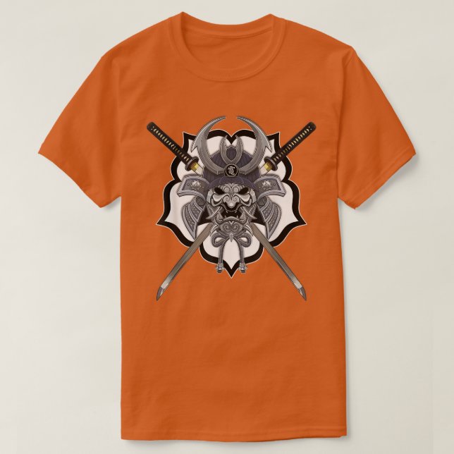Samurai Ninja Helmet Katana Illustration T Shirt (Design framsida)