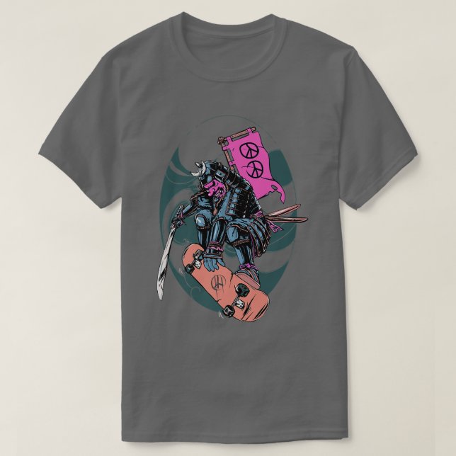 Samurai Ninja Japan Skateboard Apparel T Shirt (Design framsida)