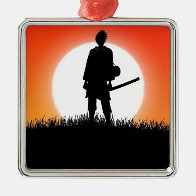 Samurai Ninja - japansk krigare Julgransprydnad Metall (Framsidan)