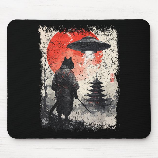 Samurai Ninja Katt Krigare Sumi-e Ufo Ukiyo-e Sci  Musmatta (Framsidan)