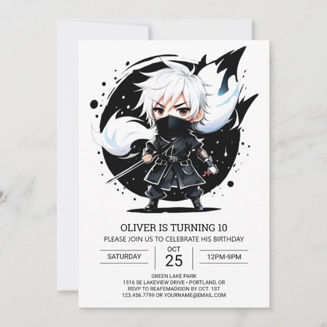 Samurai Ninja Martial Arts Birthday Inbjudningar (Framsida)