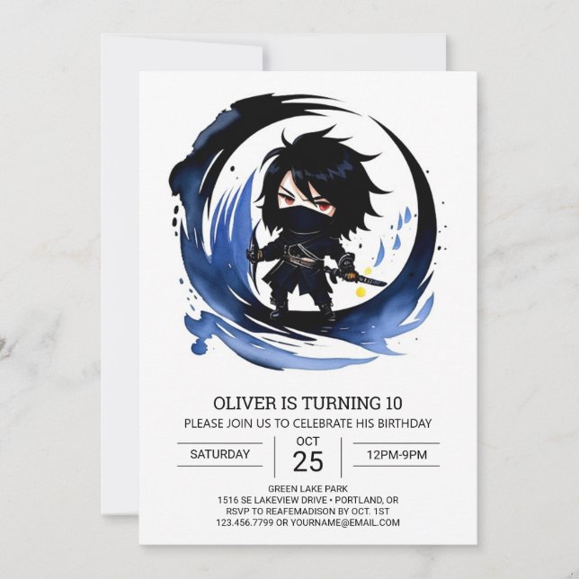 Samurai Ninja Martial Arts Birthday Inbjudningar (Framsida)