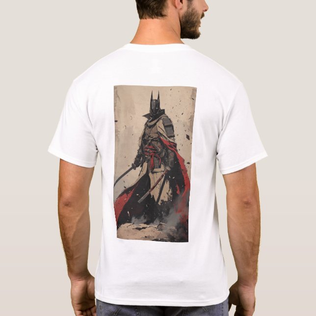 Samurai Ninja Mörk Knight Pozed med Katana T-s T Shirt (Baksida)