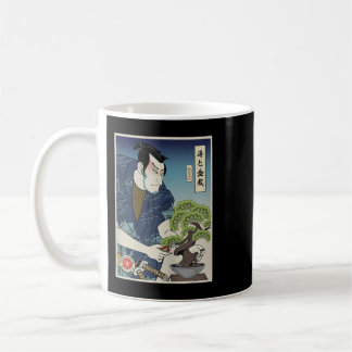 Samurai och Bonsai Träd Ukiyoe Japanska Warrior Lo Kaffemugg