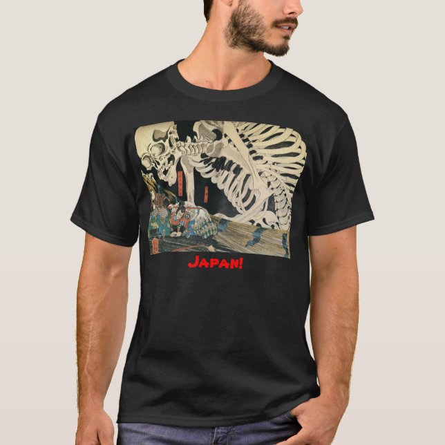 Samurai- och för skelett C. 1800's skjorta Tee (Framsida)