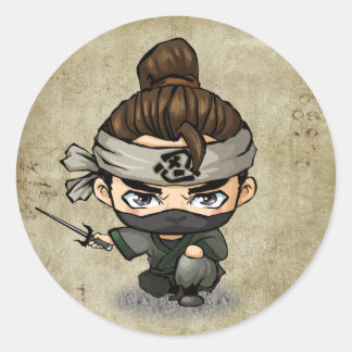Samurai och Ninja Stickers - Aoshi Runt Klistermärke