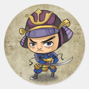 Samurai och Ninja Stickers - Mitsuhide Runt Klistermärke