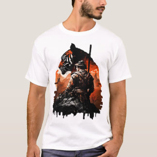 Samurai och tiger - perfekten mellan t shirt