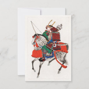 Samurai on Horseback (1878) Vintage Japanska Bläck Inbjudningar