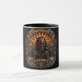 Samurai Oni Biker, Lev För Att Rida Est 1969 Route Mugg