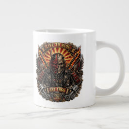 Samurai Oni Biker, Live To Ride Est 1969 Route 66 Jumbo Mugg