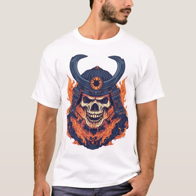 Samurai Oni Dödskalle T Shirt (Framsida)