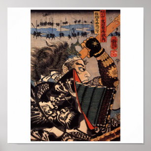 Samurai på krig. Härlig drakearmor. c. 1800's Poster