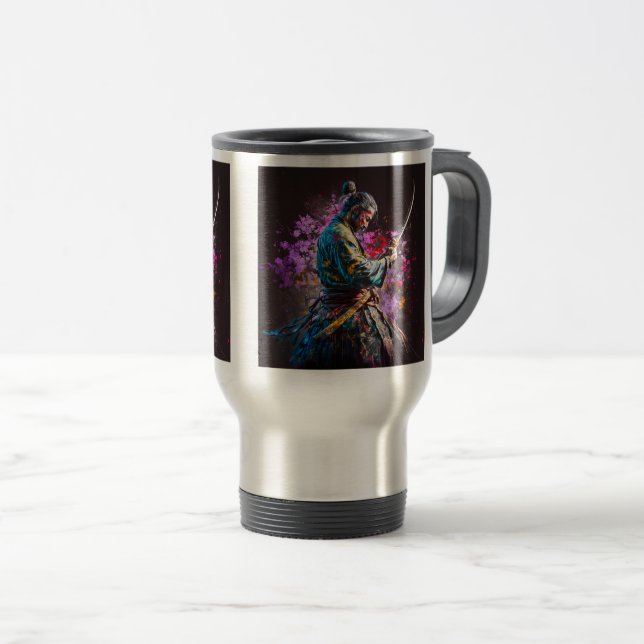 Samurai Painting Travel/Commuter Mugg, 15 oz Resemugg (Framsida höger)