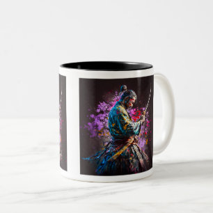 Samurai Painting Two-Tone Mugg, 11 oz Två-Tonad Mugg