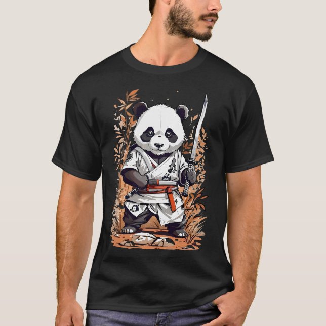 Samurai Panda: Bamboo Guardian T Shirt (Framsida)