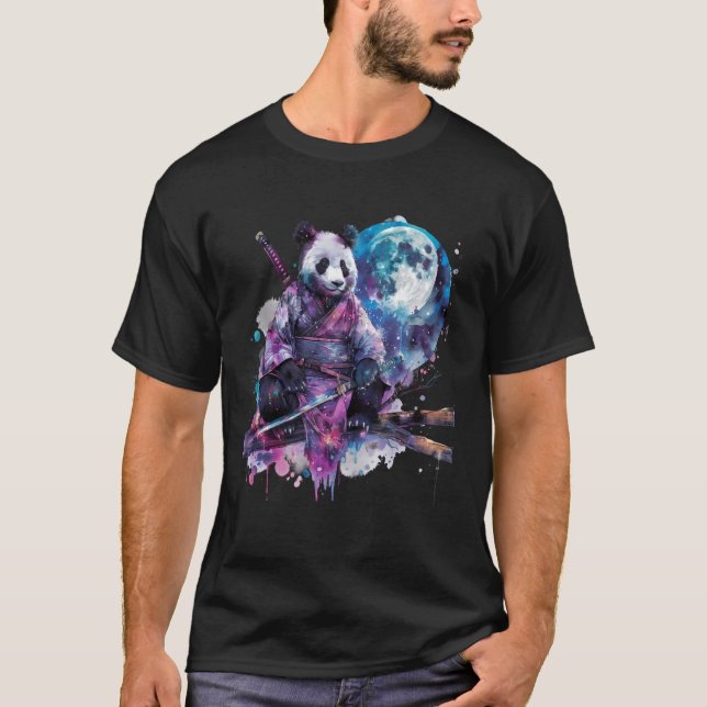 Samurai Panda Bear Japanska Samurai Panda Watercol T Shirt (Framsida)