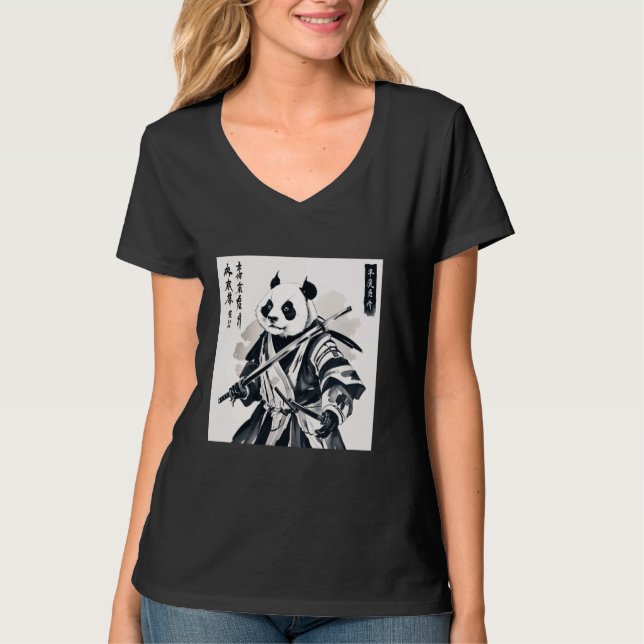samurai panda grafik krigare T japanska ani Shirt (Framsida)