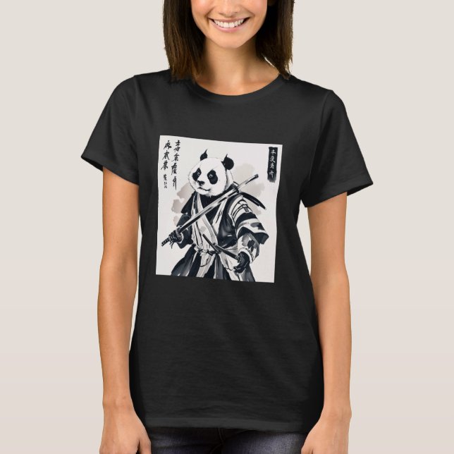 samurai panda grafik krigare T japanska ani Shirt (Framsida)
