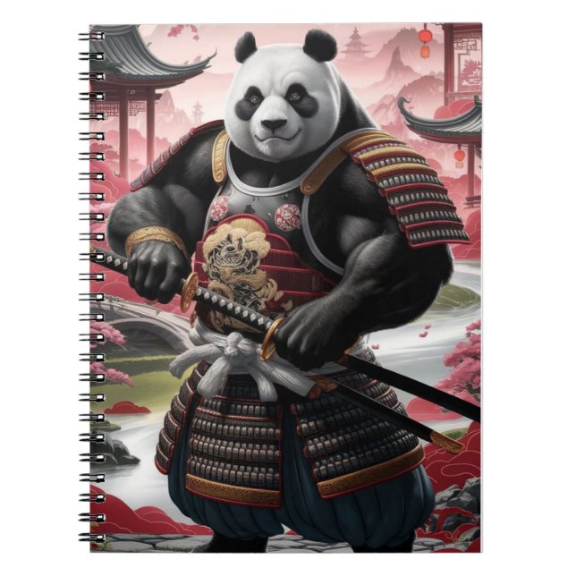 Samurai Panda i det traditionella kinesiska landsk Anteckningsbok (Framsidan)