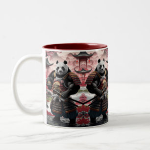 Samurai Panda i det traditionella kinesiska landsk Två-Tonad Mugg