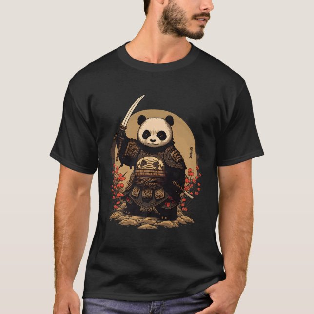 Samurai Panda Warrior Japansk Ninja Panda Kawaii T Shirt (Framsida)