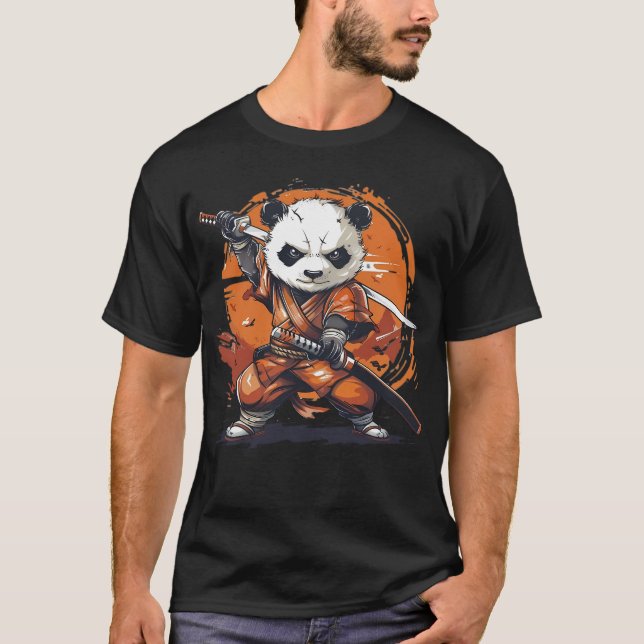 Samurai Panda: Warrior Spirit T Shirt (Framsida)