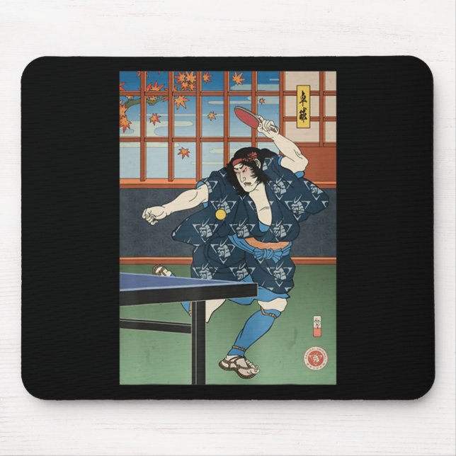Samurai Play Bord Tennis Ping Pong Ukiyoe Musmatta (Framsidan)
