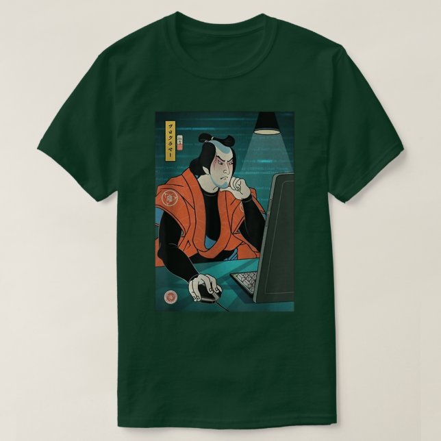 Samurai Programmer 4 Code Developer Ukiyoe T Shirt (Design framsida)