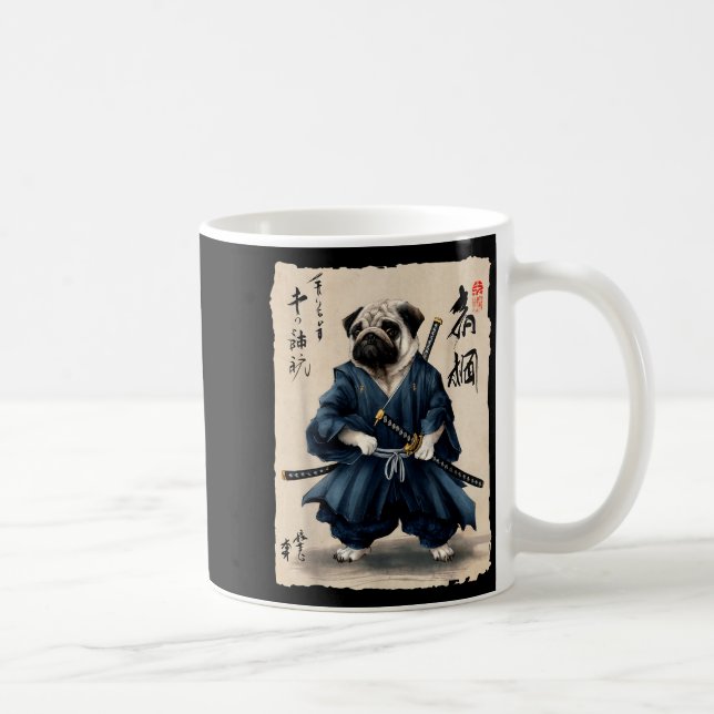 Samurai Pug Japanese Anime Dog Pug Lover Funny For Kaffemugg (Höger)