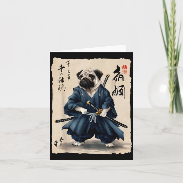Samurai Pug Japanese Anime Dog Pug Lover Funny For Kort (Framsida)