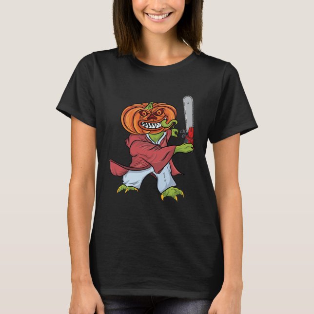 Samurai Pumpkin Halloween Costume T Shirt (Framsida)