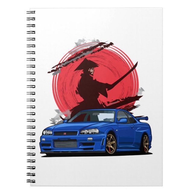 Samurai R34 Japansk bil Anteckningsbok (Framsidan)
